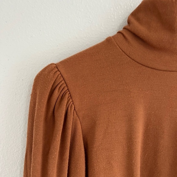 Rachel Pally Luxe Rib Eloise Turtleneck Bodysuit In Brass L - Picture 5 of 11